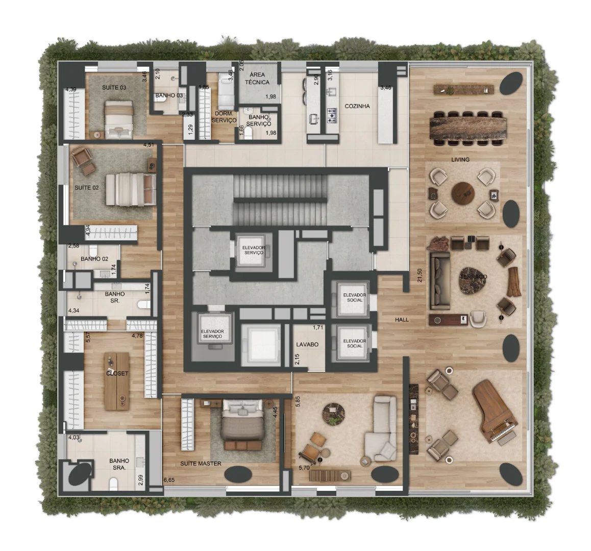 Planta Tipo B — Opção Living Ampliado